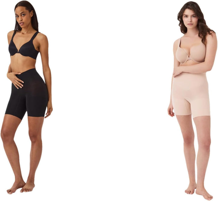 Spanx Damen Power Short Waist Shapewear M Double-Pack: T-Shirts Schwarz (Dk Black D16396-b353-6484)/