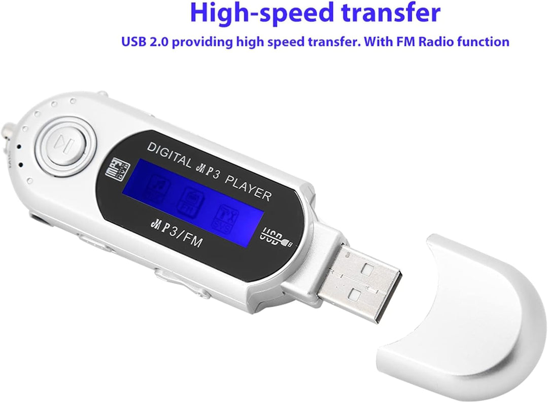 Digitaler MP3 Player, Tragbarer MP3-USB-Player mit LCD-Bildschirm und 32 GB Micro SD, FM-Radio, Spra