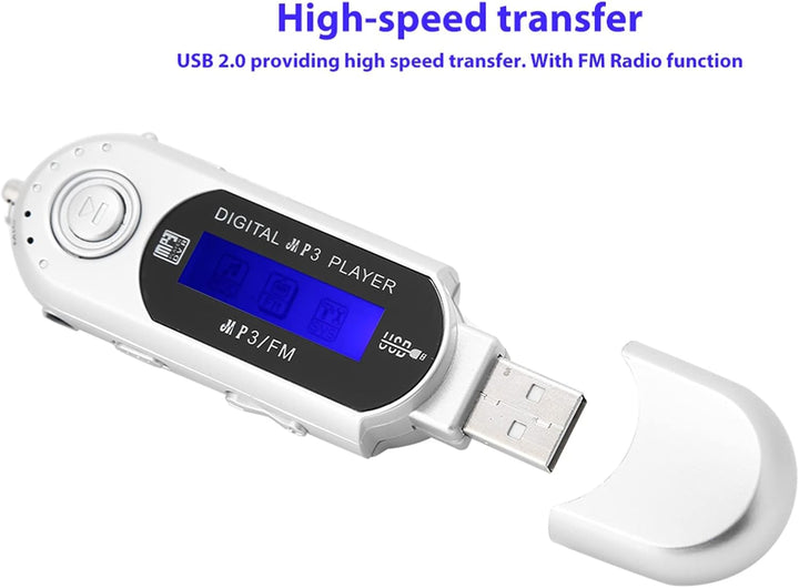 Digitaler MP3 Player, Tragbarer MP3-USB-Player mit LCD-Bildschirm und 32 GB Micro SD, FM-Radio, Spra