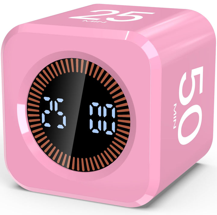 Pomodoro Timer Cube, Visueller Würfel-Timer für Kinder, Digitale LED Drehbarer Timer mit 5/10/25/50