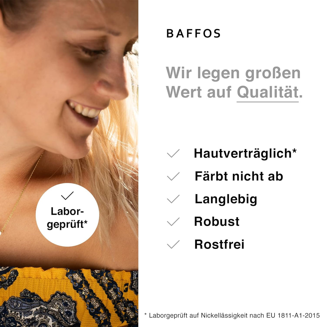 Plättchen Halskette aus widerstandsfähigem Edelstahl in Farbe Rose-Gold und Silber für Damen - runde