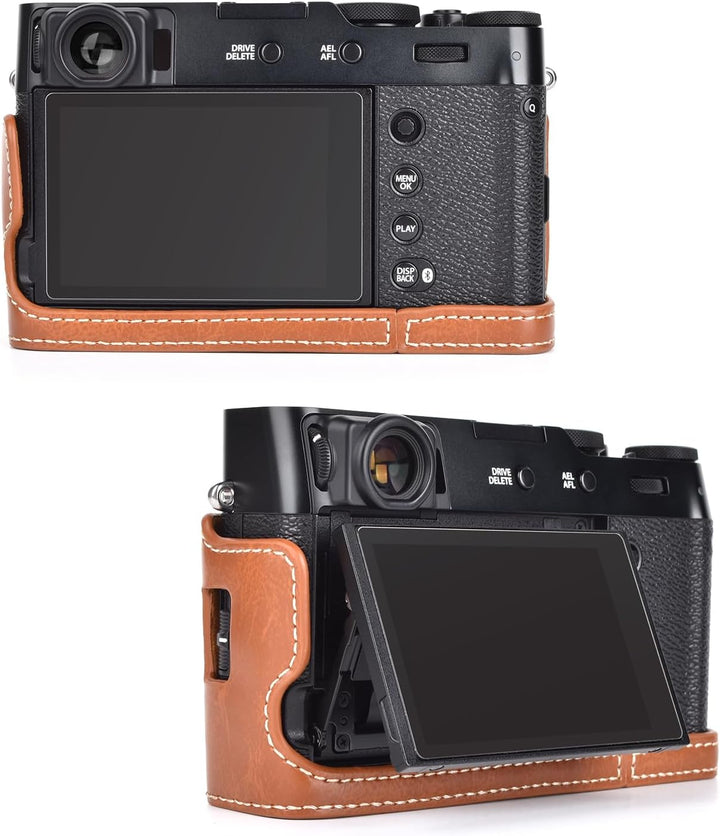 MUZIRI KINOKOO PU Leder Tasche für Fuji X100VI, schützende Halbhülle, kompatibel mit Fujifilm X100VI