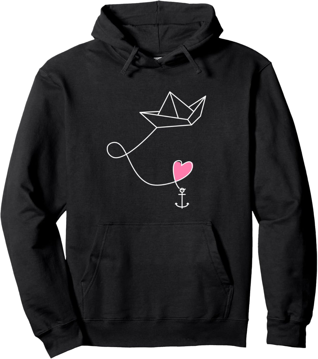 Papierschiff im Meer Anker Papierboot Pullover Hoodie
