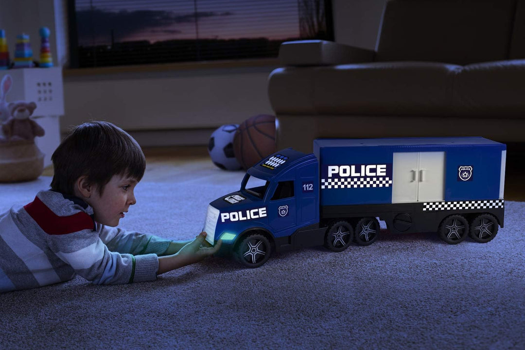 Wader 36200 - Magic Truck Polizeieinsatzfahrzeug mit Seitentür, ab 3 Jahren, ca. 79 cm, ideal als Ge