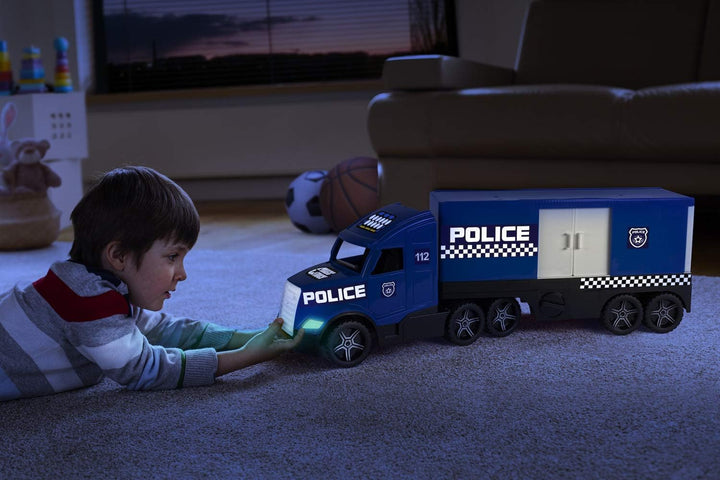 Wader 36200 - Magic Truck Polizeieinsatzfahrzeug mit Seitentür, ab 3 Jahren, ca. 79 cm, ideal als Ge