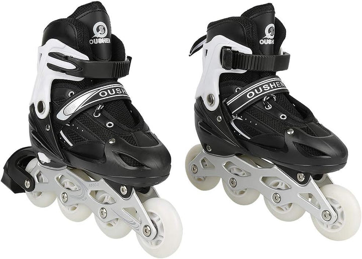 Homewell PVC Single Flash verstellbare Schlittschuhe, Kinder Herren und Damen Schlittschuhe Schwarz
