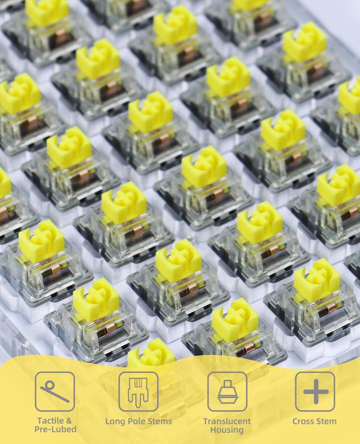 MAGIC-REFINER AS101 Pre-lubed Panda Switches, Taktile Switches für Mechanische Tastatur, 3 Pin 42gf,
