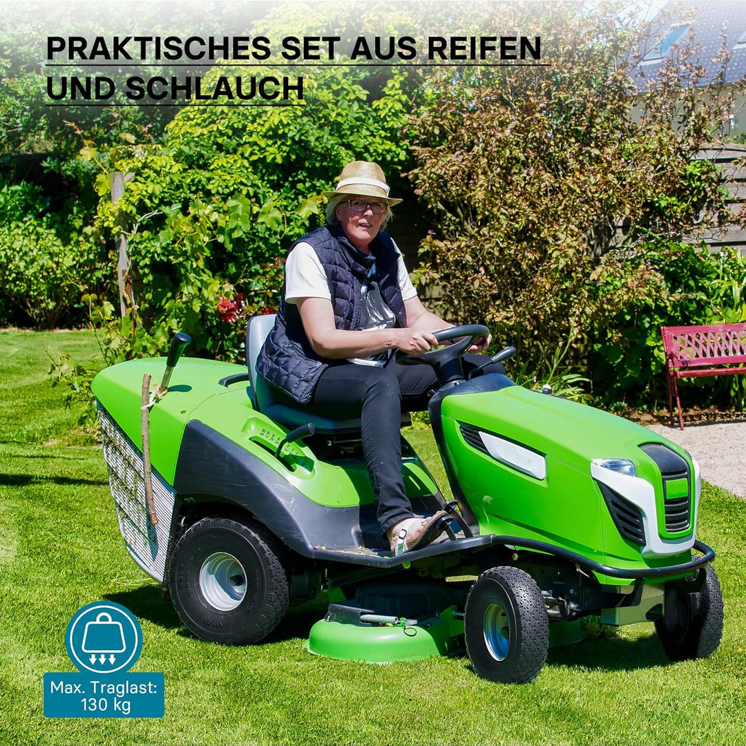 Wiltec Reifen für den Aufsitzmäher 11x4.00-4 4pr mit Schlauch und geradem Ventil Komplettrad Rasentr