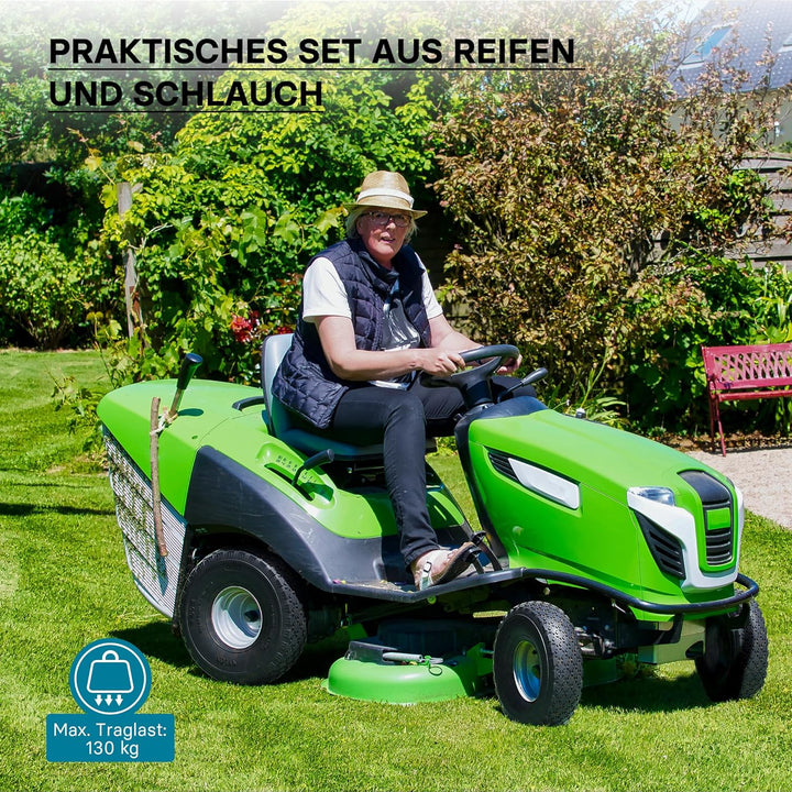 Wiltec Reifen für den Aufsitzmäher 11x4.00-4 4pr mit Schlauch und geradem Ventil Komplettrad Rasentr