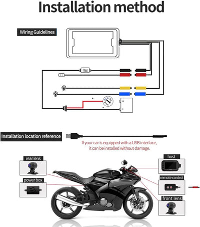 OBEST Dashcam Motorrad, 120°Weitwinkel Autokamera mit 3 Zoll Bildschirm, Vollständig wasserdichte Da