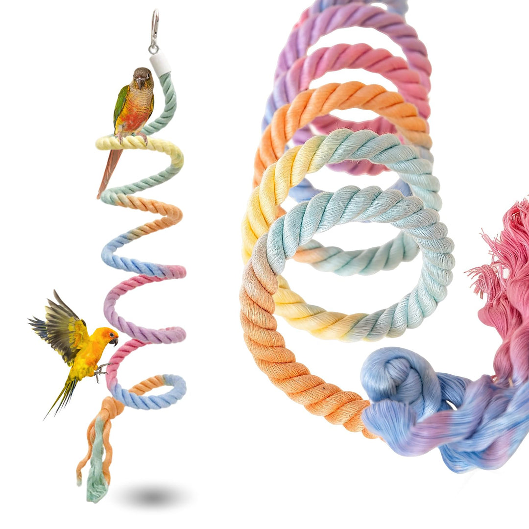 Vogelkäfig-Kletterseil-Spielzeug, Farbverlauf, buntes Vogelseil-Ständer, biegbares Kletterseil, Voge