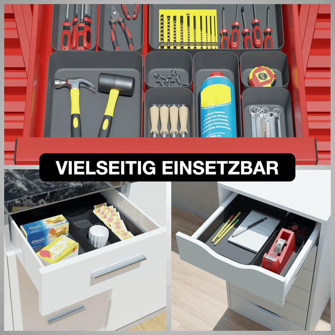 VMbathrooms Schubladen Organizer Set für jeden Bedarf | Praktische Schreibtisch Sortierboxen | Schub