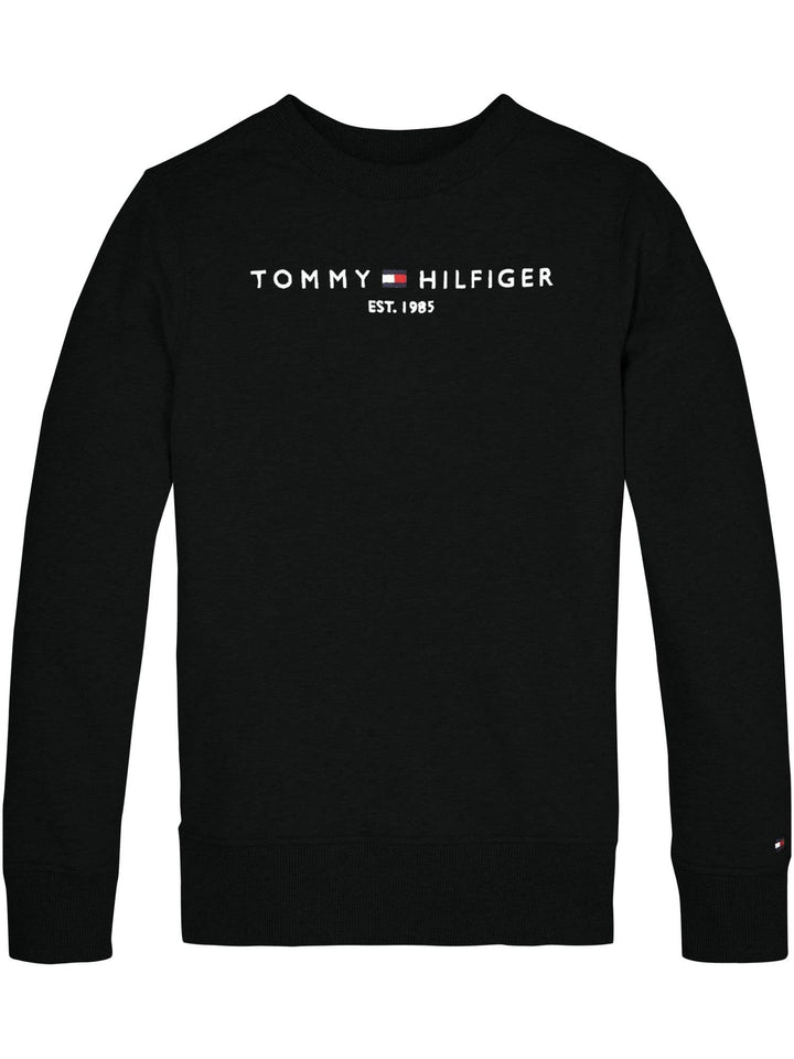 Tommy Hilfiger Kinder Unisex Sweatshirt Essential Sweatshirt ohne Kapuze 4 Jahre Schwarz, 4 Jahre Sc