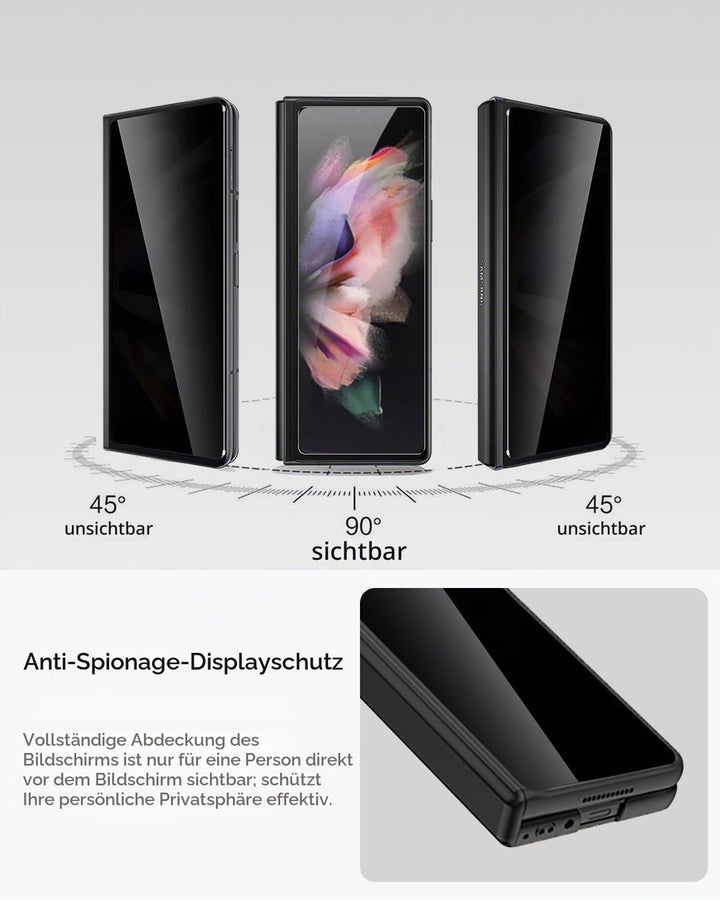 Miimall Kompatibel mit Samsung Galaxy Z Fold 3 Hülle mit Displayschutz Anti-Peeping+Magnetischer Sch