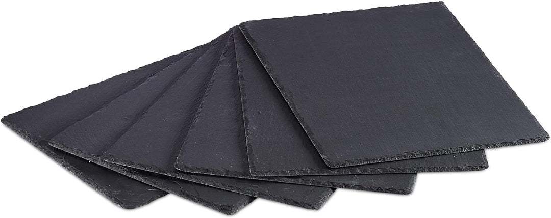 Relaxdays Schieferplatte im 6er Set, grosse Servierplatten aus Schiefer, zum Servieren & Beschriften