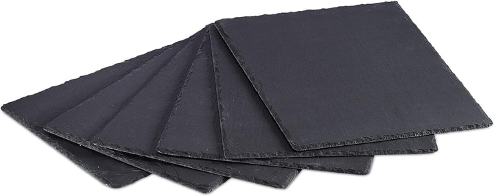 Relaxdays Schieferplatte im 6er Set, grosse Servierplatten aus Schiefer, zum Servieren & Beschriften