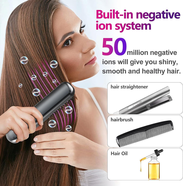 HOMELYLIFE Glättbürste Kabellos, 5000mAh Haarglätter Bürste Kabellose Glättbürste, Mini Glättungsbür