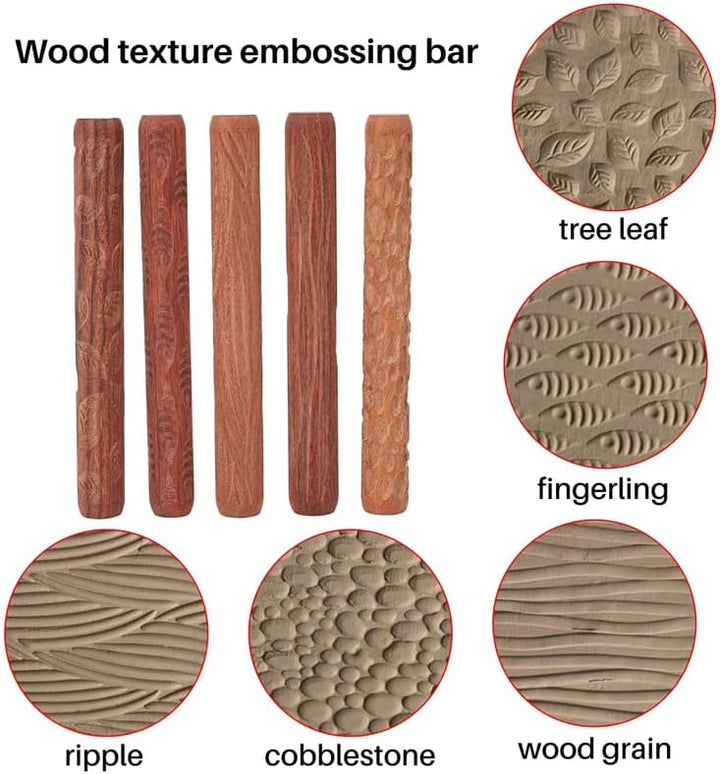 Tiamu 5 Stück -Tonroller, Töpferton Walzen Se, Ton Stempel, Töpfereimuster-Roller, Geprägte Nudelhöl