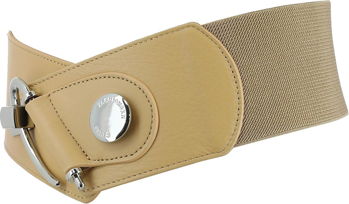 FASHIONGEN - Elastischer Damengürtel aus Rindsleder, DARLENE Beige XS, Beige XS