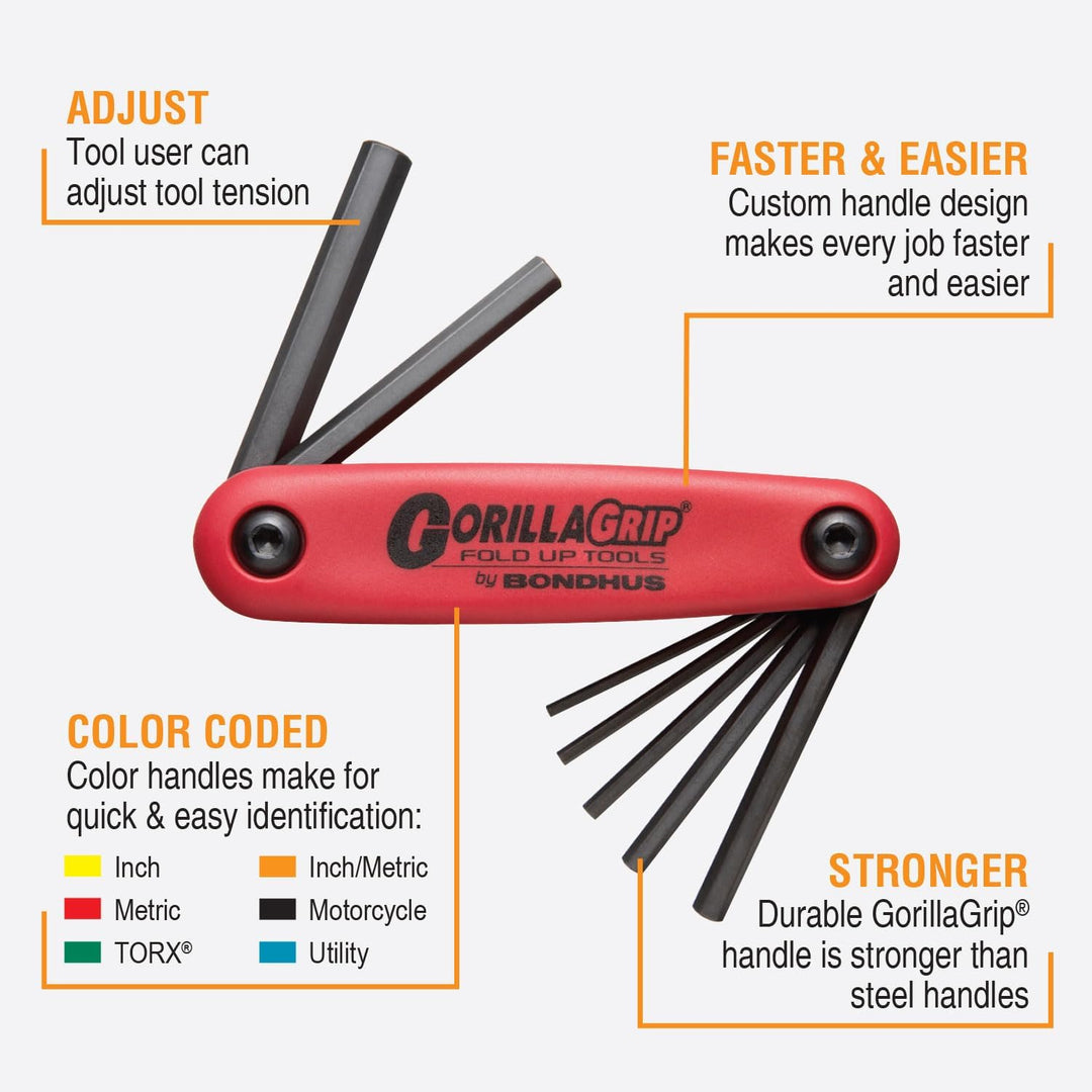 Bondhus 14187 Balldriver L-Wrench Set #10999 (1.5-10mm) & GorillaGrip« Hex Fold-up Set #12587 (2-8mm