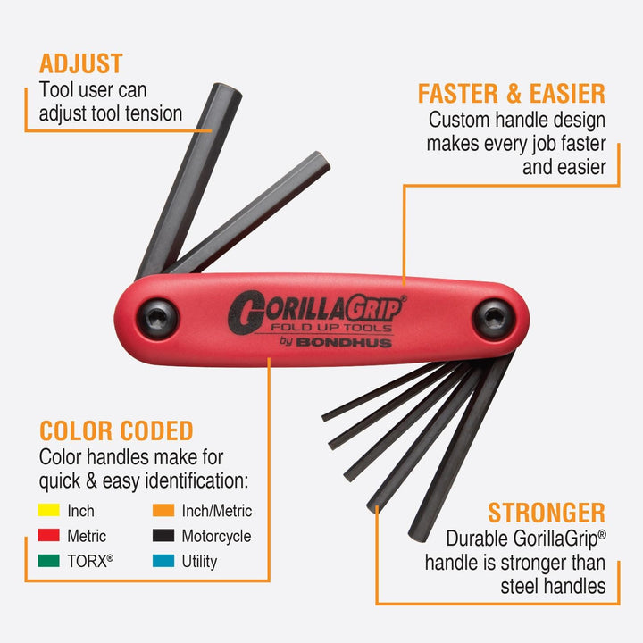 Bondhus 14187 Balldriver L-Wrench Set #10999 (1.5-10mm) & GorillaGrip« Hex Fold-up Set #12587 (2-8mm