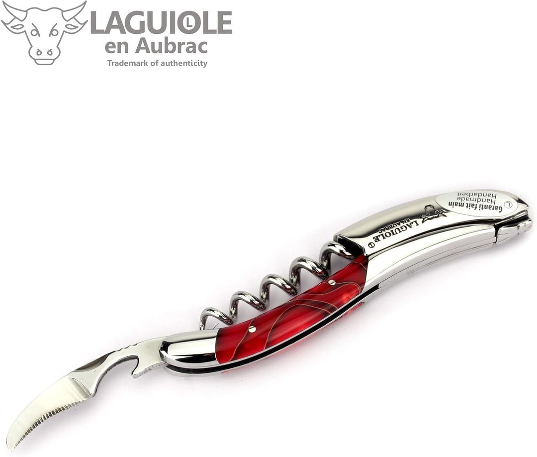 Laguiole en Aubrac Kellnermesser Sommelierbesteck SOM99WRI Griffschalen Acrylglas Marsh Mallow rot,