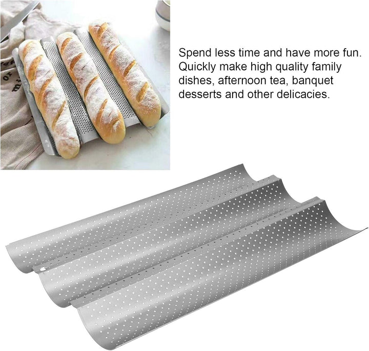 Perforierte Baguette-Pfanne, Edelstahl-Baguette-Backblech Antihaft-Brotblech zum Backen von französi