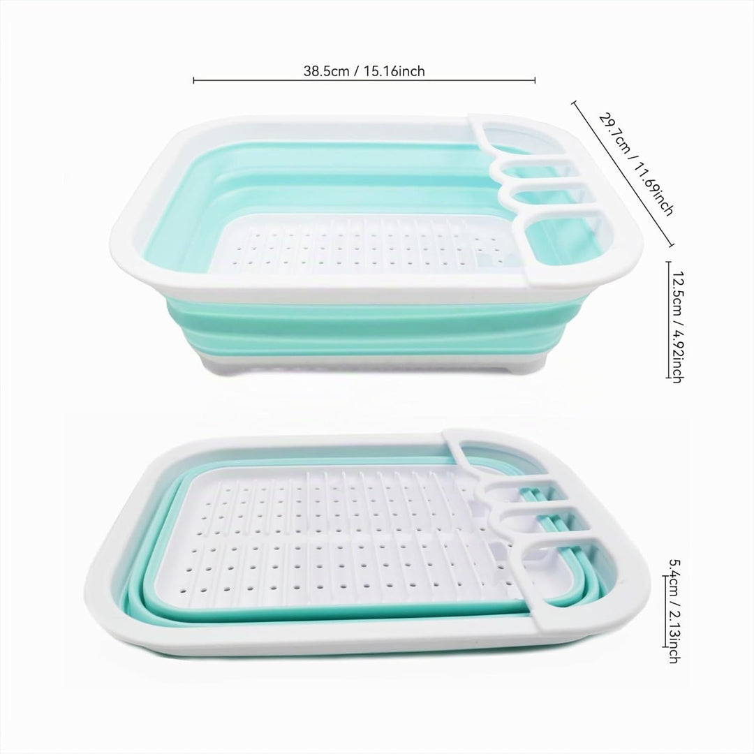 SAMMART 7.5L Collapsible Dish Drainer - Foldable Drying Rack Set - Portable Dinnerware Organizer - S