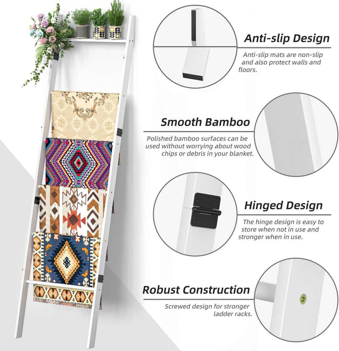 BAMBANG Handtuchleiter Kleiderleiter Holz,180 cm Handtuchhalter Leiter Dekoleiter Kleiderständer Sch