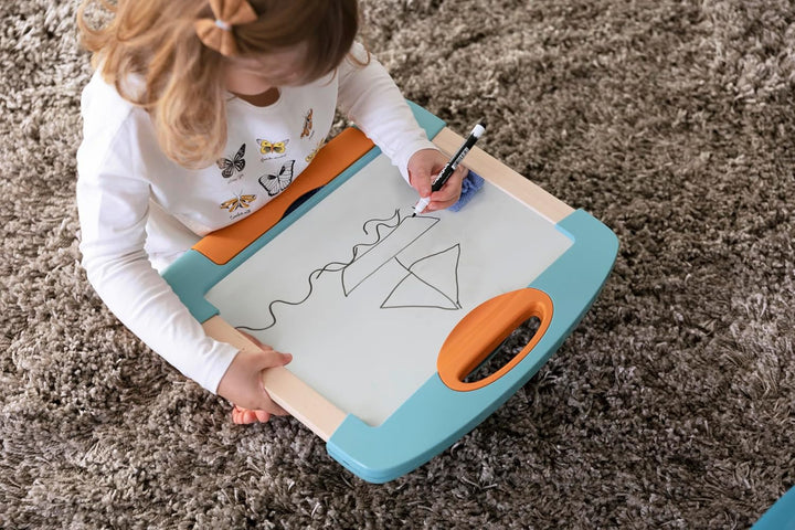 Smoby -Tisch-Maltafel Holz – Magnetische Schreib- und Zeichenfläche – Wasserlösliche Stifte und Aufb