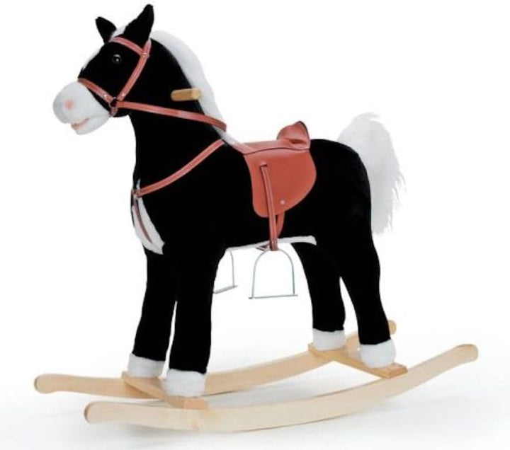Sweety-Toys 90273 Schaukelpferd Blacky mit 2 Sounds -bewegliches Maul und Schwanz