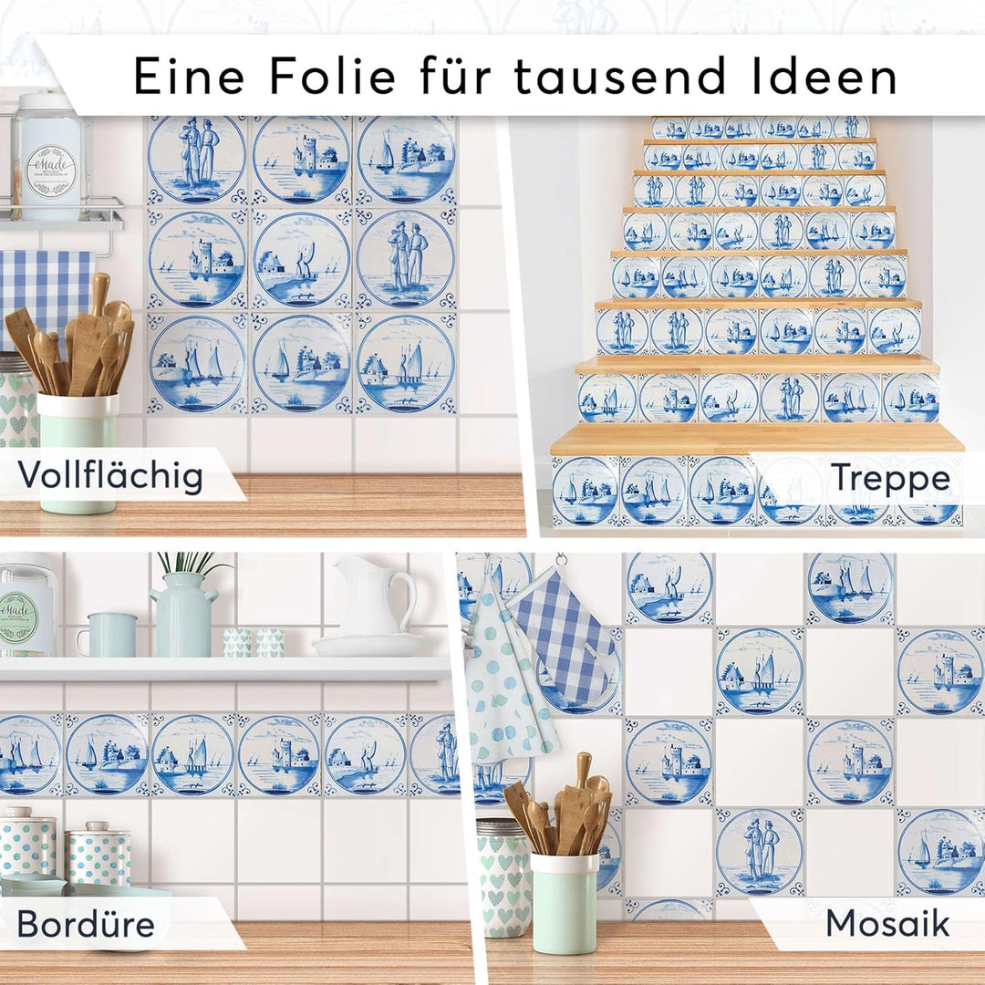 Fliesenfolie - Aufkleber für Wandfliesen von Küche u. Bad I selbstklebende Fliesen-Sticker - Kachela