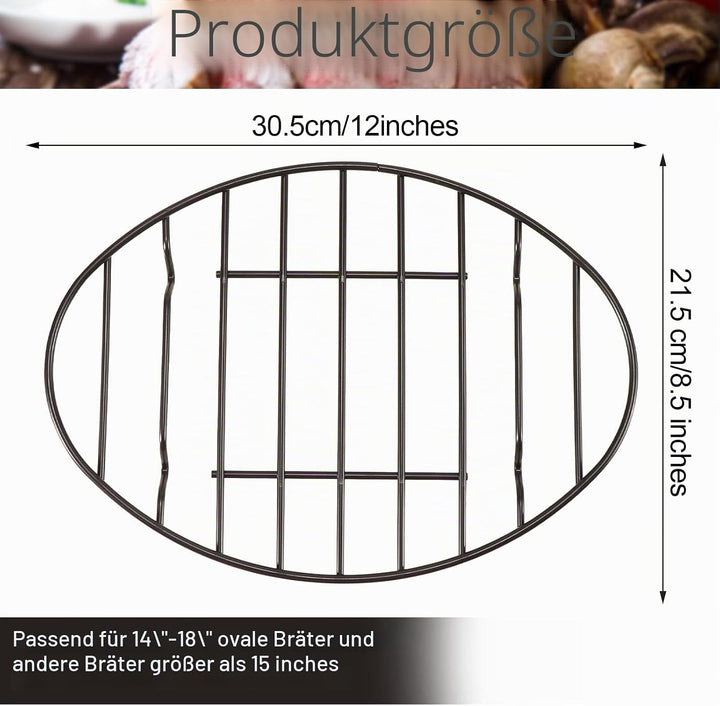 Fivebop 2 Stück Bräter, oval, antihaftbeschichtet, Edelstahl, Kühlregal, Grill, Kochen, Backen, Gril