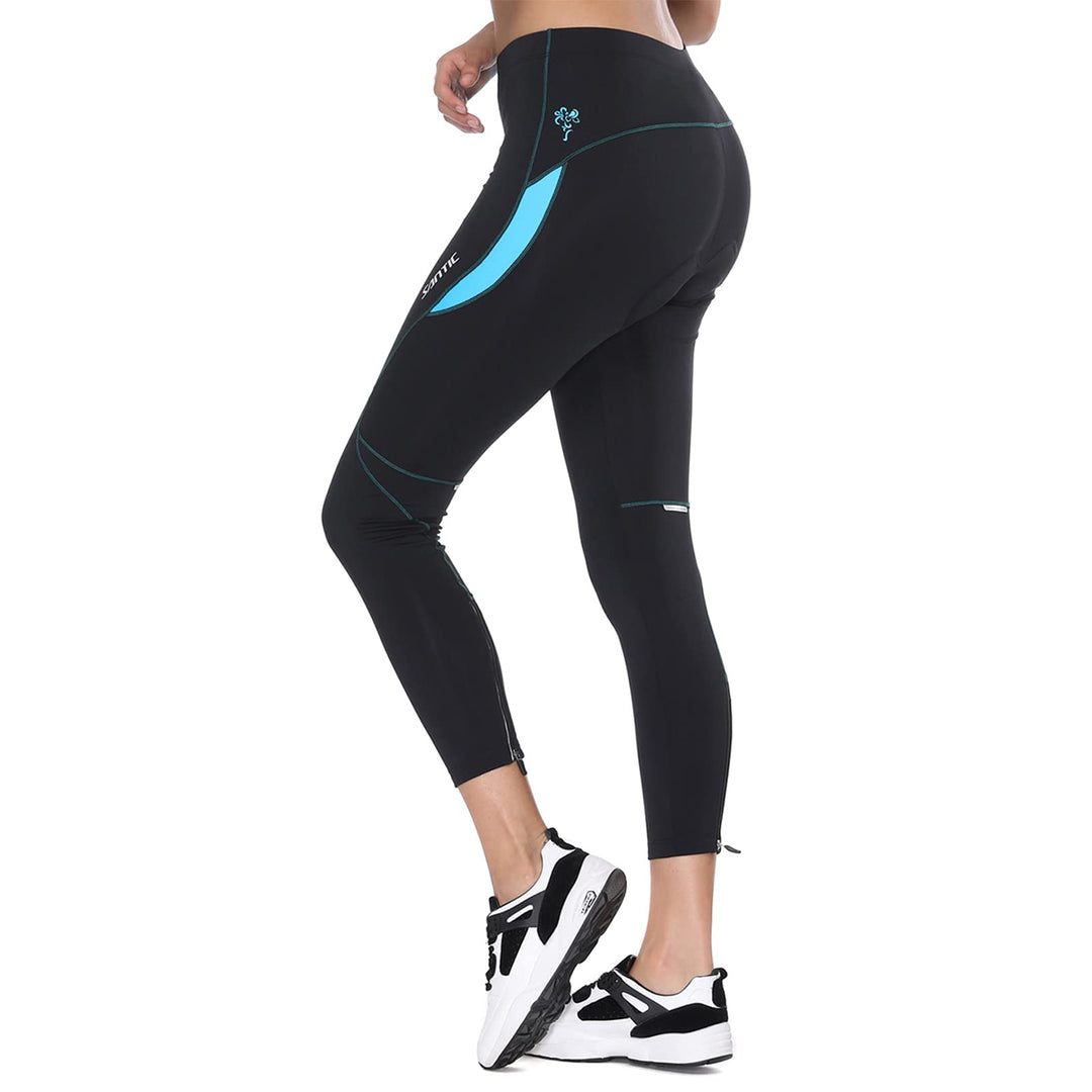 Santic Parni Radlerhose für Damen, gepolstert, Fahrradhose, lang, mit Kissen, L 1-blau