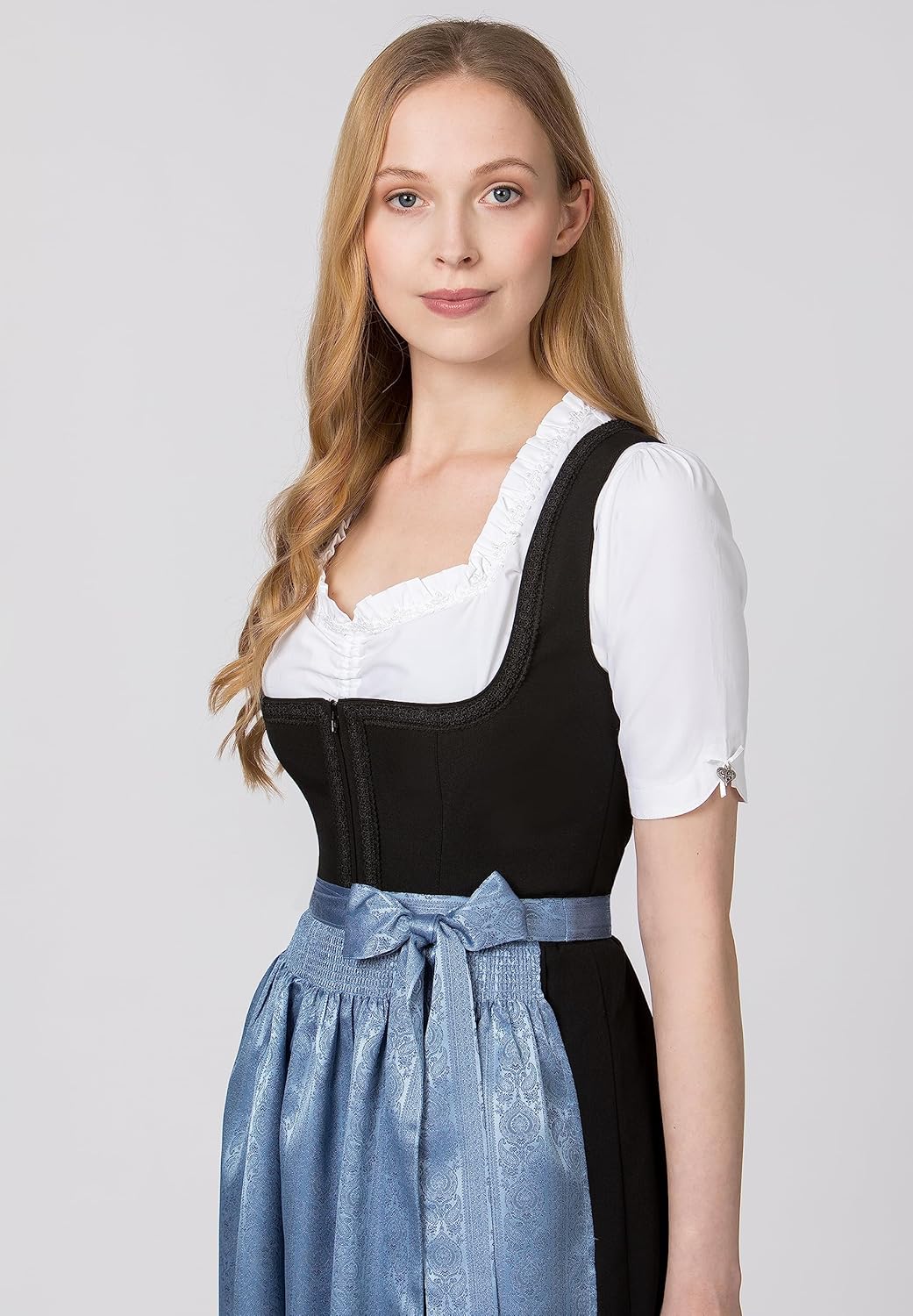 Stockerpoint Corinna Damen Midi Dirndlschürze 46-50 hellblau, 46-50 hellblau