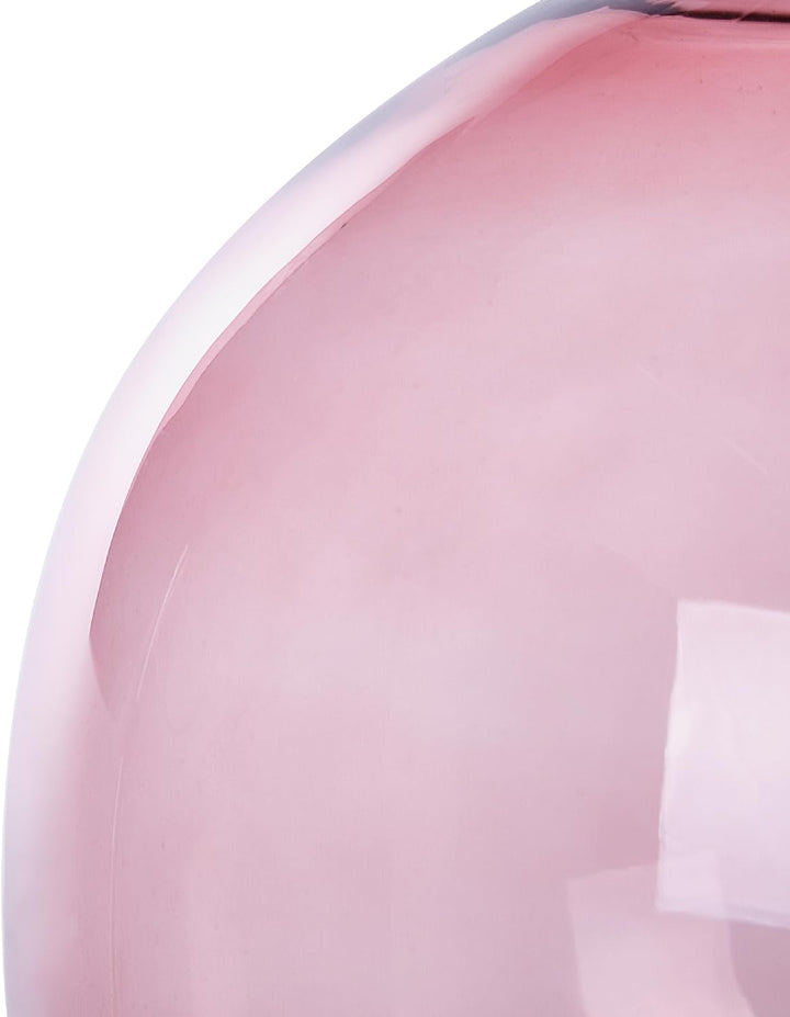 Runde Dekovase aus gefärbtem Glas handgefertigt rosa 31 cm Chappathi