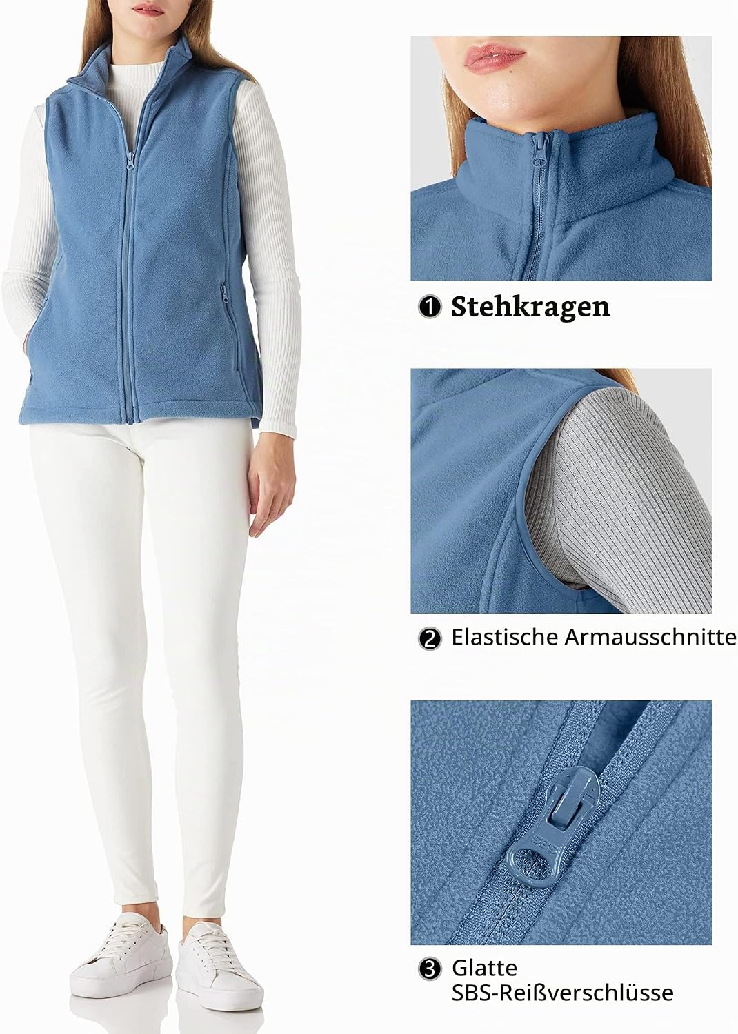 Outdoor Ventures Fleece Weste für Damen,Weich Ärmellos Jacke mit Reissverschlusstaschen, Sport Laufw