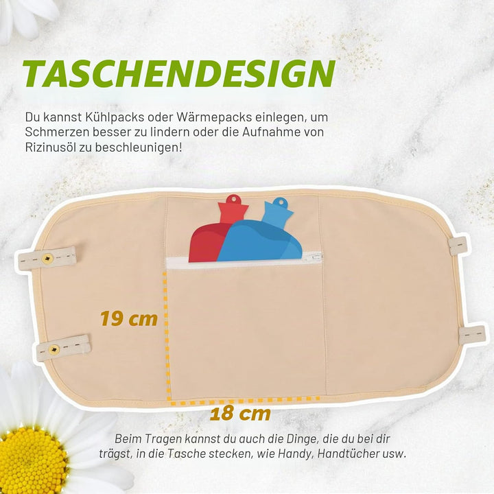 Castor Oil Pack, Wiederverwendbare Castor Oil Pack Wrap Organicmit Klettverschluss Taille Gürtel für
