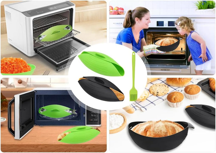 2 Stück 3 in 1 Brotbackform Silikon, 2 Farben Silikon Brotbackform Senden Silikonpinsel, 3-in-1-sili