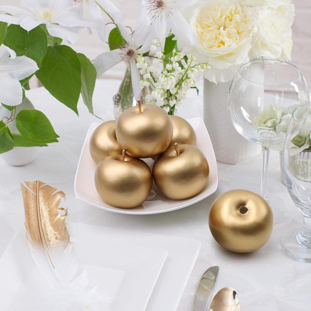 Meiwlong 6 PCS Künstliche Golden Realistisch Apfel Gefälscht Lebensecht Anzeige Früchte Faux Simulat