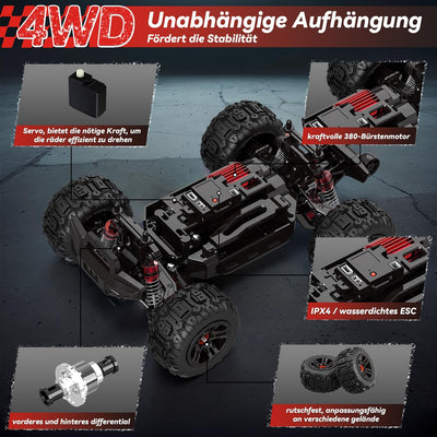 Ferngesteuertes Auto, 36+ km/h 4WD RC Auto Offroad für Erwachsene Kinder, 2,4 GHz 1/18 RC Car, All T