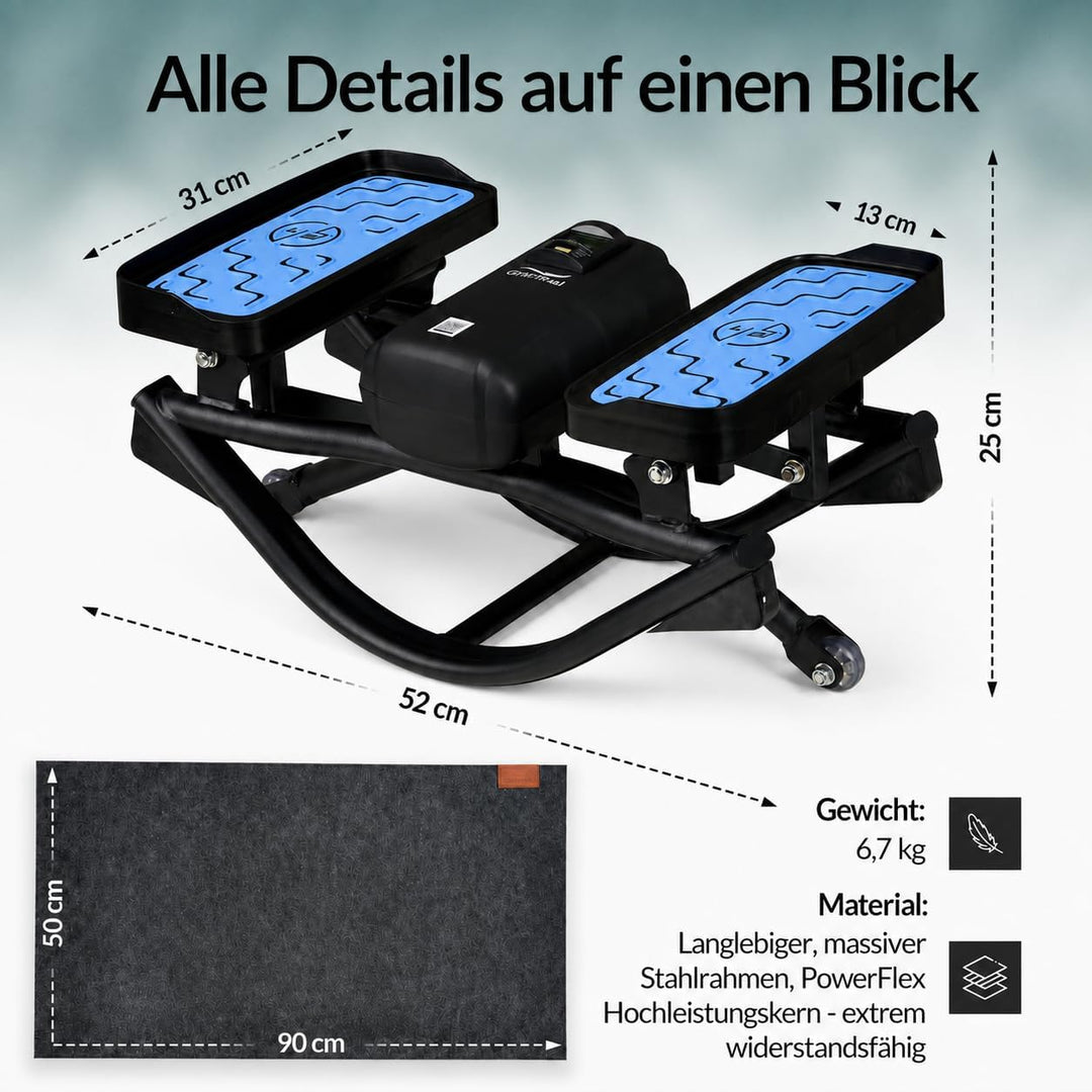 Mini Stepper Alternative - Rollslider - Fitnessgerät für zuhause - leise & gelenkschonend kompakt mi