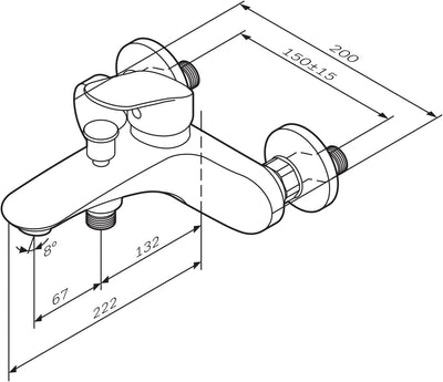 AM.PM Like FLA10000 Wannen- & Brausebatterie mit Einhebelmischer | SA-Standard, SoftMotion Keramikka