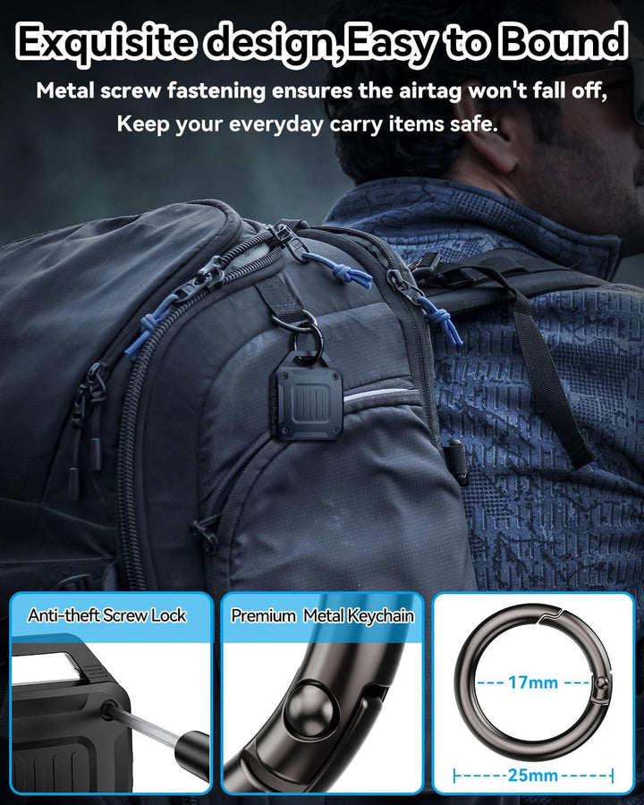 DDJ 4 Pack Air Tracker Tags Halter für Apple Airtag, IPX8 wasserdichte Schutzhülle mit Metall Schlüs