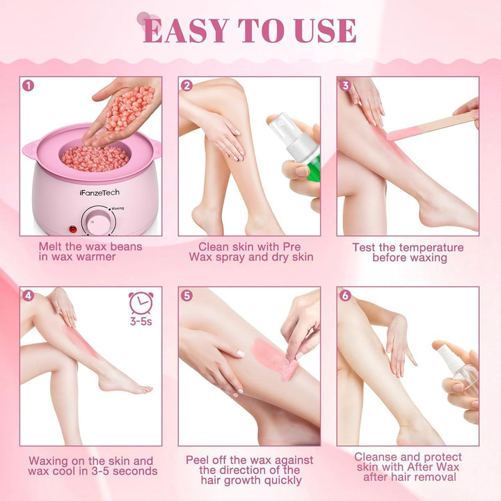 iFanzeTech Wax Maschine Waxing Set Frauen: Wachs Haarentfernung - Wachswärmer Wachsgerät zur haarent
