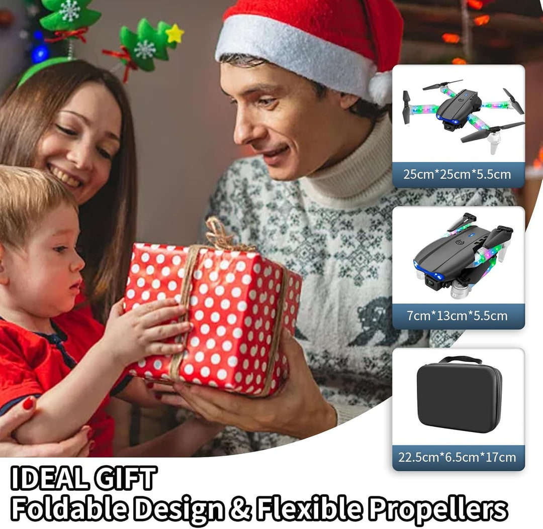 OBEST Drohne mit Kamera 1080P mit LED Lichter für Erwachsene, Faltbar Quadcopter mit WiFi Übertragun
