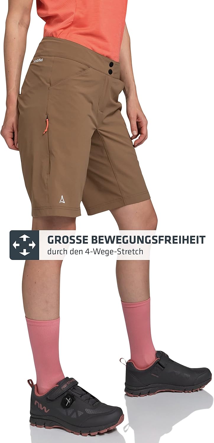 Schöffel Damen Shorts Danube L, Wasserabweisende Radhose, schnell trocknende Fahrradhose mit Bundver