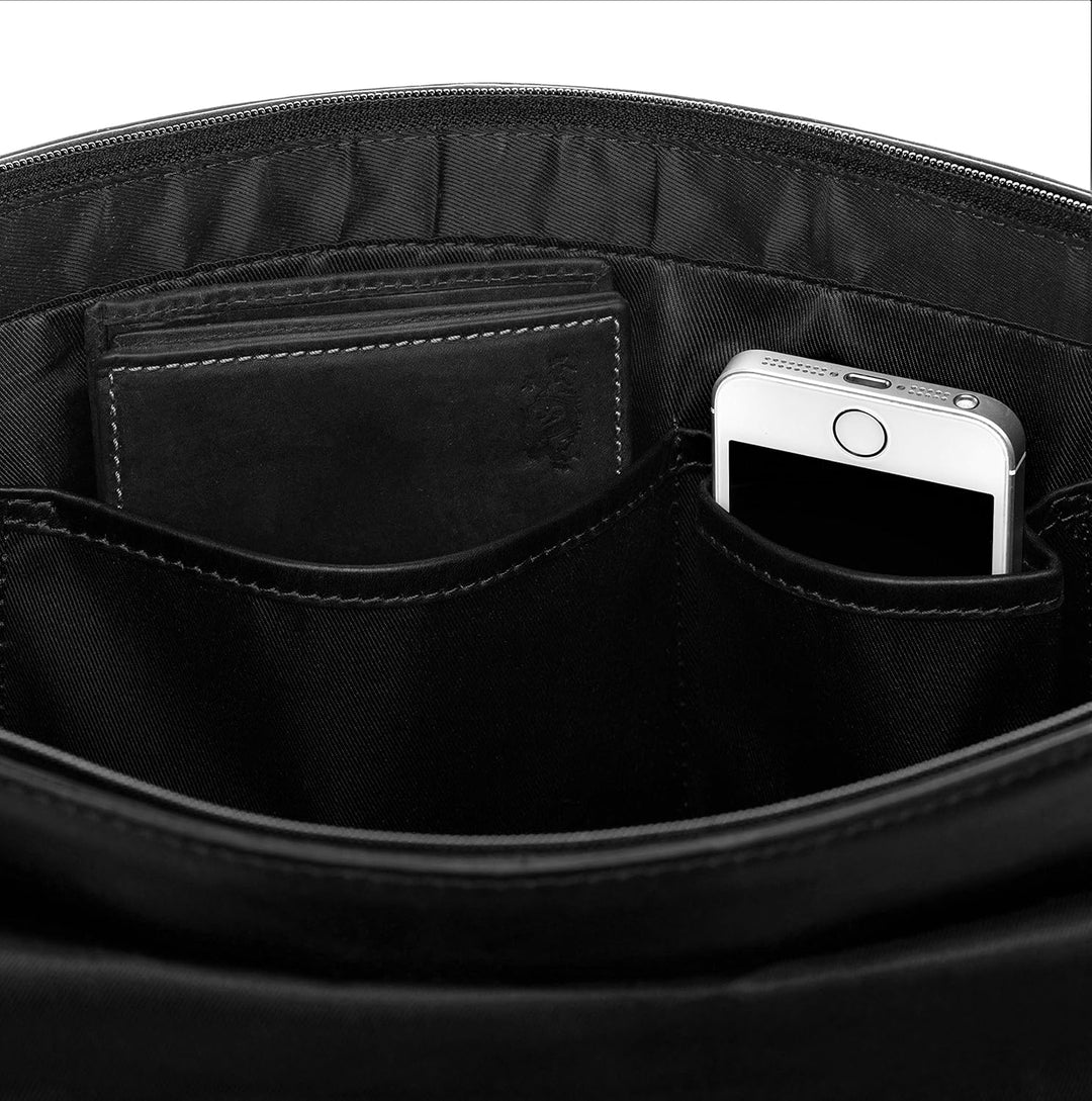 SID & VAIN® Messenger Bag Eton - Unisex Umhängetasche XL gross Ledertasche fit 15.4 Zoll Laptop mit