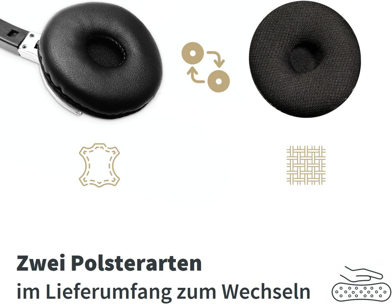 GEQUDIO Headset mit 2,5mm Klinke kompatibel mit Gigaset, Panasonic DECT Schnurlostelefon - Kopfhörer
