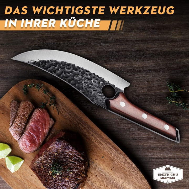 SMITH CHU handgeschmiedetes Ausbeinmesser mit Lederscheide Professionelles Kochmesser Küchenmesser T